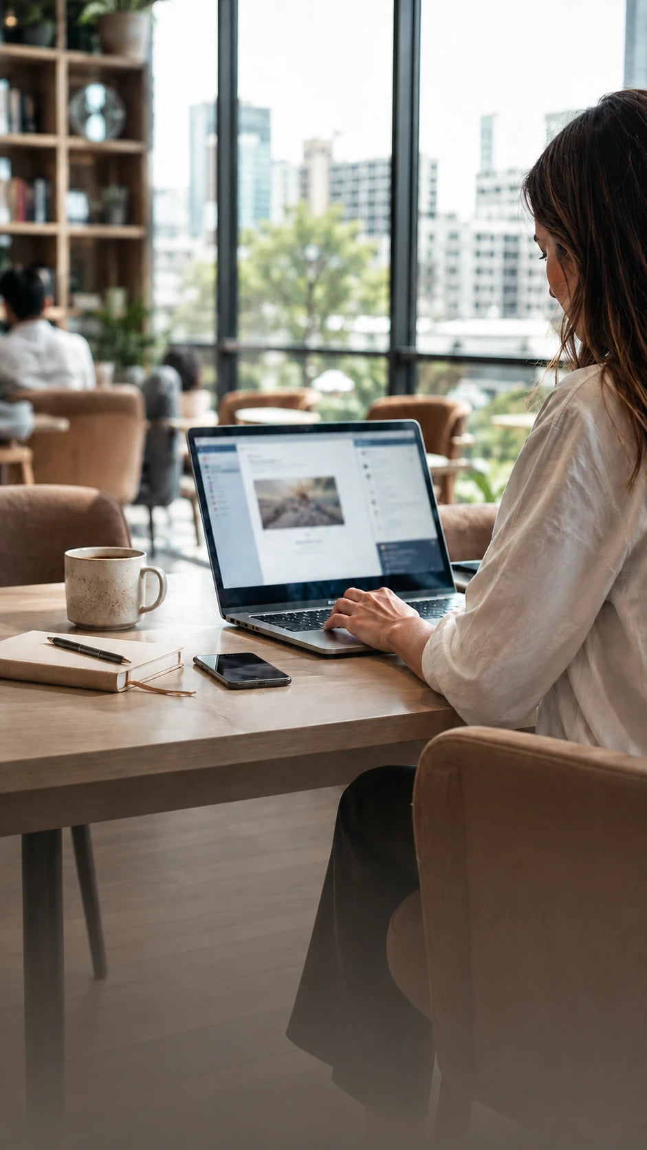 Remote work setup with laptop and phone using a private Wi-Fi connection