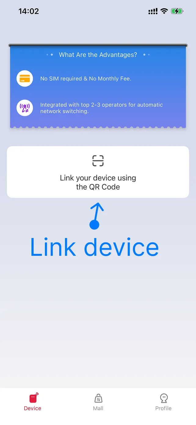 Link D200 in the GlocalMeIOT app using the QR code